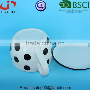 With Black Polka Dots Ceramic Cup With Saucer for Flowers photo-6