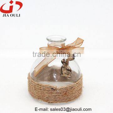 Hot sale New design with linen cover glass bottle Vase