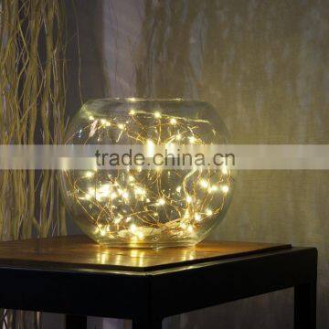 Desktop glass terrarium decorative warm white led string light