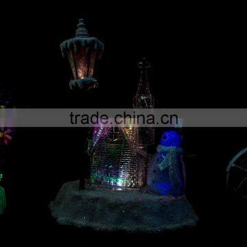 acrylic color changing snowman & church led lamp decorations supplier