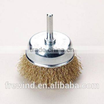 75mm cup brush with shank crimped wire steel wire brush