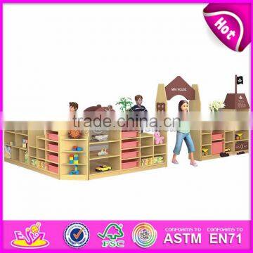 Customize kindergarten storage shelf wooden kids toy storage ideas W08C186-S