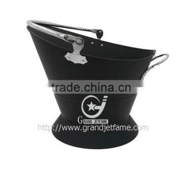 Ash Coal Bucket Powder Coated Black Matt Metal Coal Bucket
