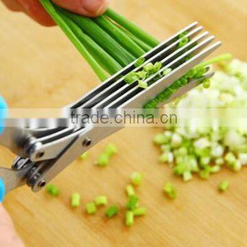 FDA Ceritfication Stainless Steel Chopped Green Onion 5 Blade Scissors photo-2
