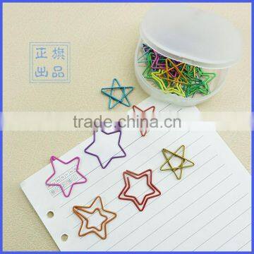 Assorted OEM star shaped metal paper clip in PP box