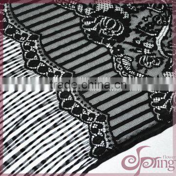 Black Roset Tricot Fabric Lace With Tassel Fringe, Fashion Swiss Lace for Dress photo-2