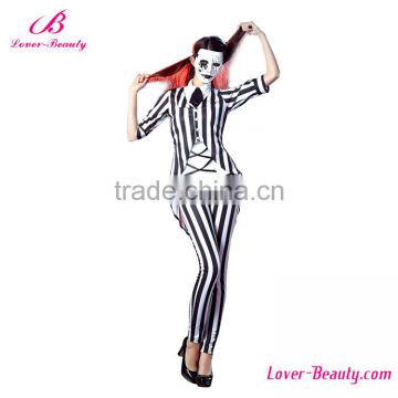 Halloween party black white professional scary clown costume