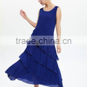 Pleat ladies sleeveless vest dress new design cake dresses