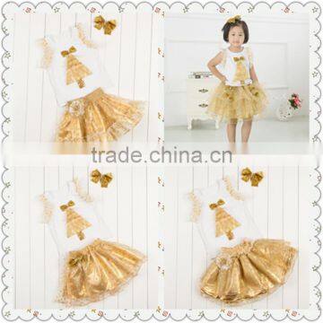 Latest baby kids clothes Beautiful children fairy skirts wholesale christmas golden childhood tutu set bella fairy