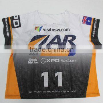 One size fits all sublimation printing race bibs, boating singlet/shirts