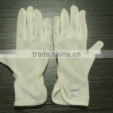 White cotton PVC dots gloves