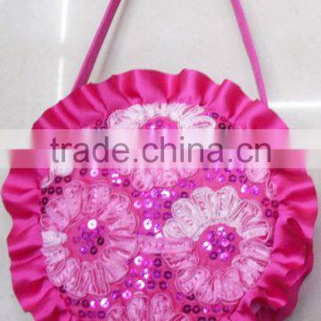 Fashion round lace flower sequin little girl bag