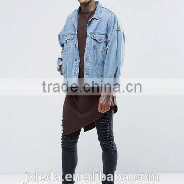 Hip Hop Fashion Men Longline Cap Sleeve Asymmetric Hem Blank T-shirts Wholesale photo-4