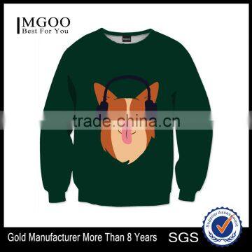 2016 MGOO High Quality 3D Animation Printed Sweatshirt 100% Polyester Crew Neck Custom Design Pullover Sweatshirts For Men