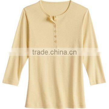 Latest Fashion Women O-neck Solid Color 3/4 Sleeve Shirts photo-3