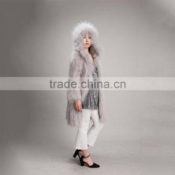 Myfur Light Gray Beauty Women Real Raccoon Fur Jacket Plus Size photo-5