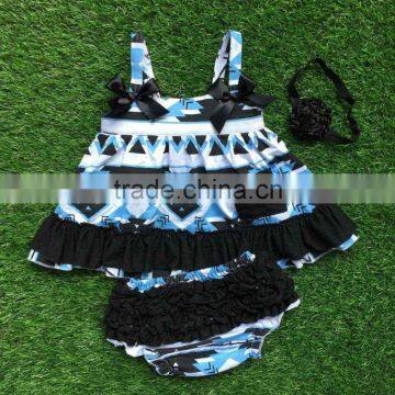NEW infant toddler outfits baby little girls clothing Azect swing top outifts with headband and necklace