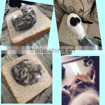 toast pillow with soft crystal and beautiful logo printing cat cushion