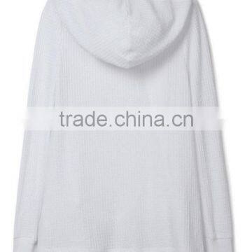 2017 New Arrivals Woman Plain White Hooded Cardigan Sweaters With Best Price photo-3