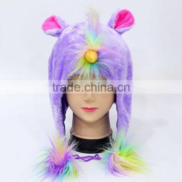Popular Japan Cartoon Colorful Unicorn Anime Cute Plush Hat