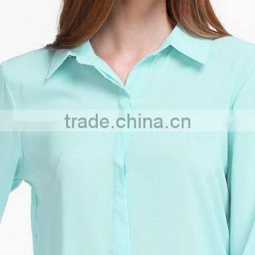 OEM Ladies Chiffon Long Sleeve Blouse Latest Fashion Design photo-3