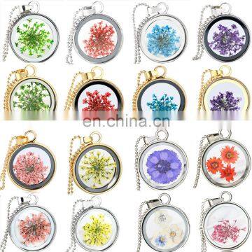 Mother's Day Dried Flowers Glass Essential Oil Diffuser Necklace photo-2