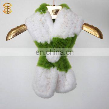 Factory wholesale customized size and color knitted rex rabbit fur scarf