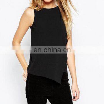 Fashion Asymmetric hem woman chiffon tops for summer