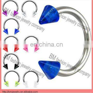 fashion UV acrylic cone horseshow captive bead rings nose ring lip rings piercing jewelry rings