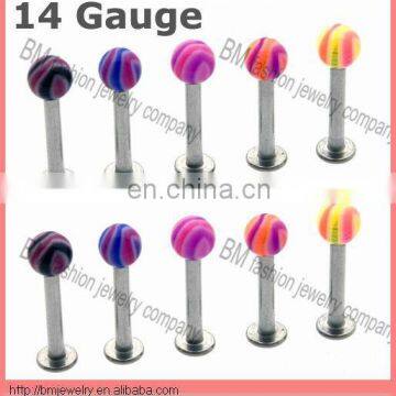 316L stainless steel acrylic ball fashion lip ring labret body piercing jewelry