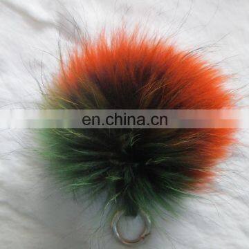 Top quality natural or dyed color raccoon fur pompom keychain