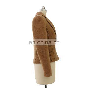 Women Soft High Quality Winter Double Breasted Wool Jacket photo-2