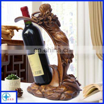 Home craft resin ornament beauty girl wine bottle display holder for home decor