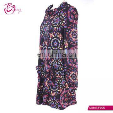 2017 High Fashion Latest Designer Autumn Boho Style Cowl Neck Ropa Mujer Tunic for Middle Age Woman photo-4