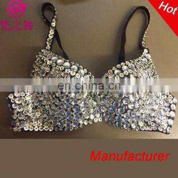 Latest designed full diamond sequins women plus size bellydance bra for lady