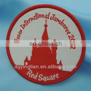 Red Castle Woven Badges,woven Patches With White Backing for Garment Labels,custom Woven Patches