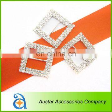 2 Rows Square Diamante Rhinetone Buckle,Crystal Invitation Ribbon Slider Wedding Chair Sash