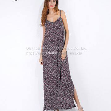 Spaghetti Strap Print Long Maxi Dress