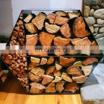 Outdoor Iron Cast Firewood Holder Corten Steel Wood Storage