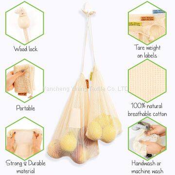 Reusable Produce Bags Foldable and Washable-12 Household Grocery Cloth Bags Eco-Friendly Zero Waste Large and Small with 20 Customized Label Stickers for Groceries and Storage Food Vegetable Fruit Toy