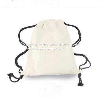 Wholesales Eco Canvas Schoolbag Drawstring Backpack Bag Travel Sports Pouch Bag photo-3