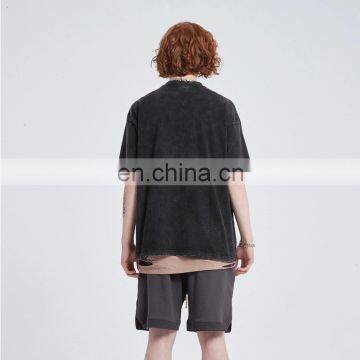 DiZNEW Custom Manufacturer Short Sleeve Black Mens Blank Acid Washed Fade T Shirt photo-5