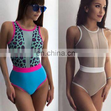 Women 2019 Patchwork Mesh New High Cut Beach Bikini Leopard Print Sexy Thong Swimwear Mujer Padded Hollow Beauty Back Swimsuit photo-2