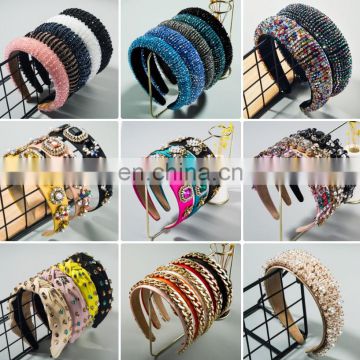 2021 New Colorful Crystal Headbands Rhinestone Padded Headband Party Wedding Hair Hoop For Women Hair Accessories Headpieces