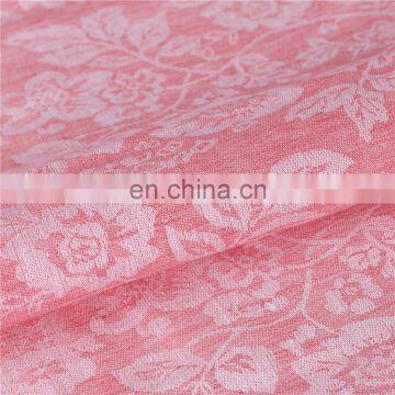 100% Linen Yarn Dyed Floral Jacquard Fabric