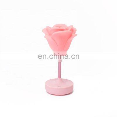 2020 New Style LED Modern silicone rose Table Lamp 3D Night Light