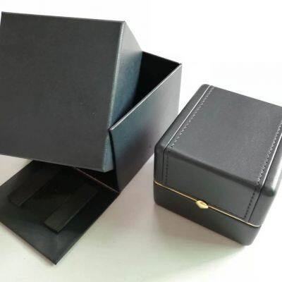 Luxury PU Leather Black Jewelry Box Ring Pendant Bracelet Set Jewelry Gift Box