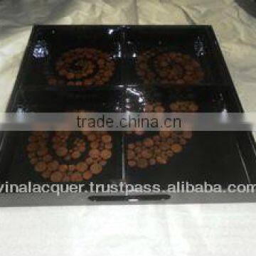 Lacquer tray, mother of pearl tray, round tray, Fruit tray