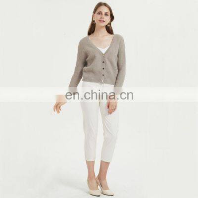 Designer Rib Knit Plus Size Thick V Neck Short Cardigan for Women Casual photo-3