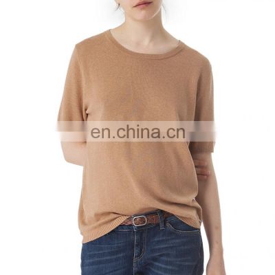 Short Sleeve cashmere Women Casual Sweater Shirt